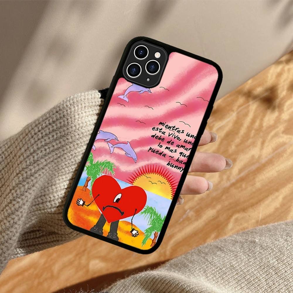 B-Bad Bunny Art Phone Case For IPhone 17 16 15 14 13 Plus 12 11 Pro Max PC+TPU Cases Back Cover