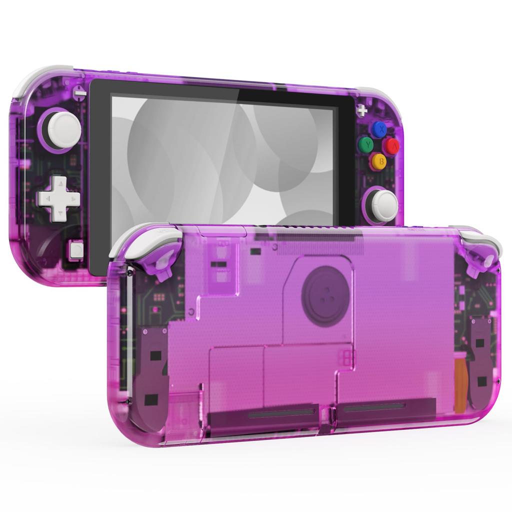 eXtremeRate DIY Clear Case Shell for Switch Gradient Color Nintendo Switch Lite Controller Repair Kit with Custom Case Cover for Switch Lite Clear
