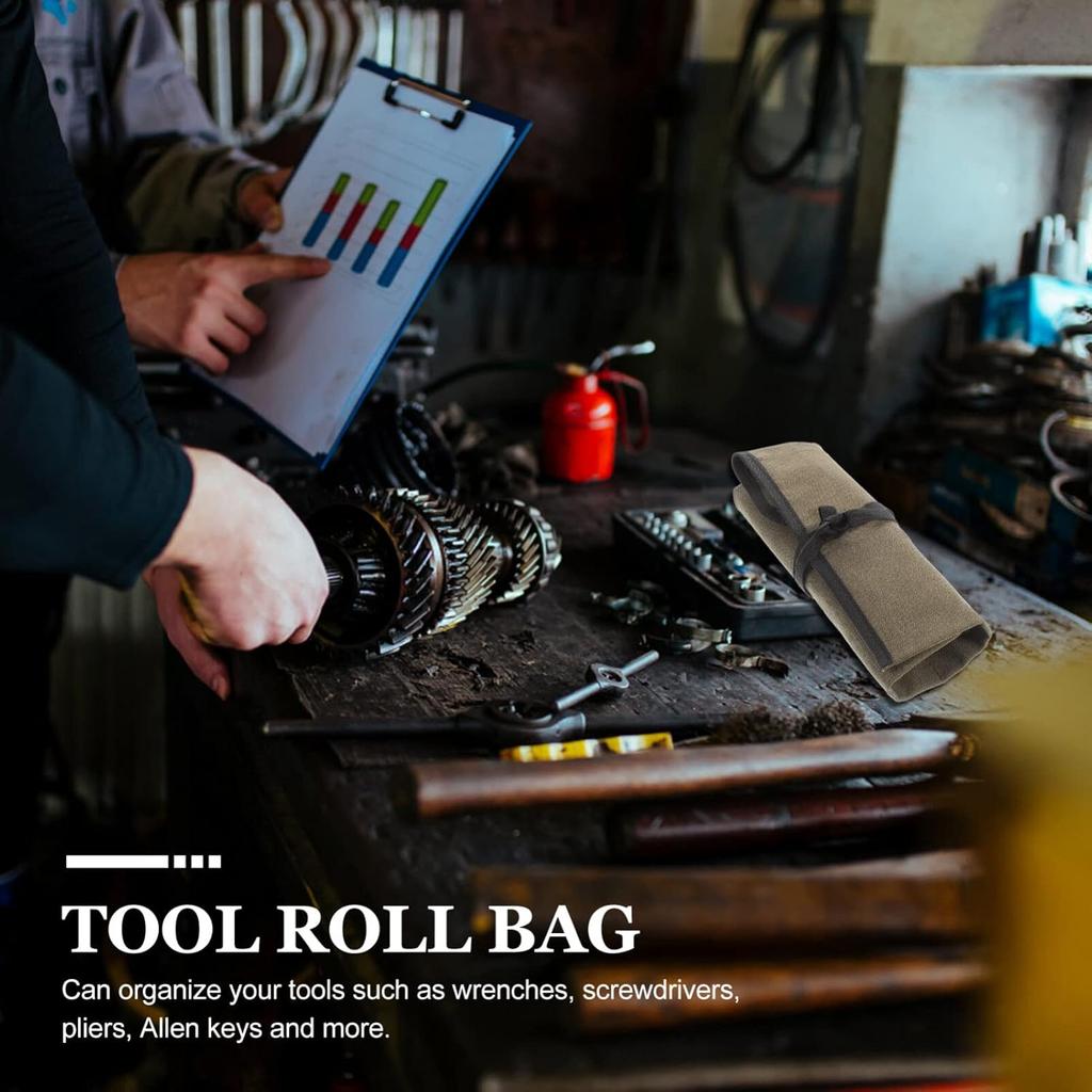 Uonlytech Rollwerkzeugtasche Leinwand Aufrollbare Tasche Schraubenschlüssel-Organizer mit Taschen Holz schnitzwerkzeuge Meißel Handwerkzeuge Tasche für Mechaniker Schreiner