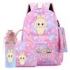 4Pcs/set Cute Printed Backpack Girl School Student Knapsack Fish Scale Style Bag Lunch Bag Pencil Bag 750Ml Outdoor Water Bottle