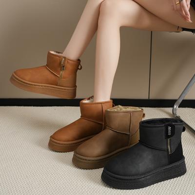 Women Boots  New Winter Platform Shoes for Women Short Plush Warm Snow Boots Women Comfortable Fashion Flat Ankle Boots