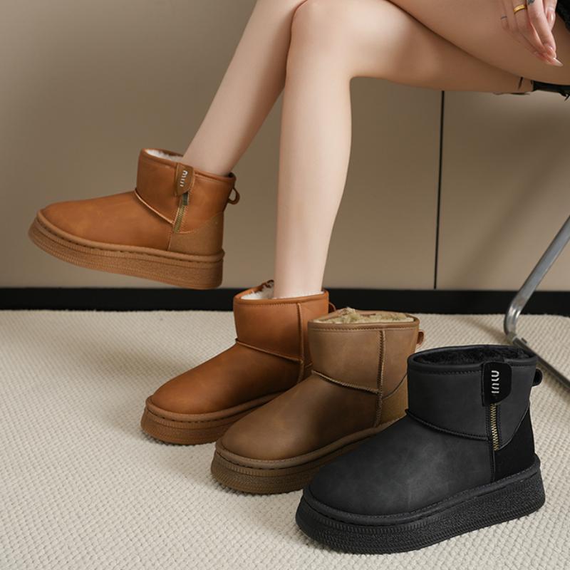 Fashion Women Boots 2024 New Winter Platform Shoes for Women Short Plush Warm Snow Boots Women Comfortable Fashion Flat Ankle Boots