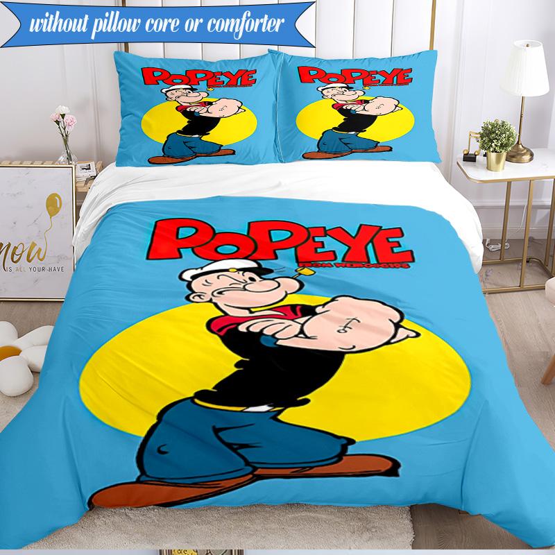 Set Biancheria da Letto con Popeye che Mostra la sua Forza, Include 1 Copripiumino e 2 Federe, Perfetto per Camera da Letto, Dormitorio, Regalo di Natale per Fan