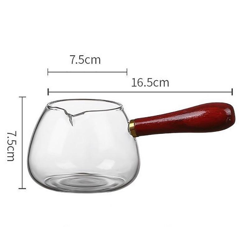 350ML High Borosilicate Glass Tea Dispenser Creative Fair Cup Eagle Mouth Side Wood Handle Heat-resistant Kung Fu Tea Set Teapot