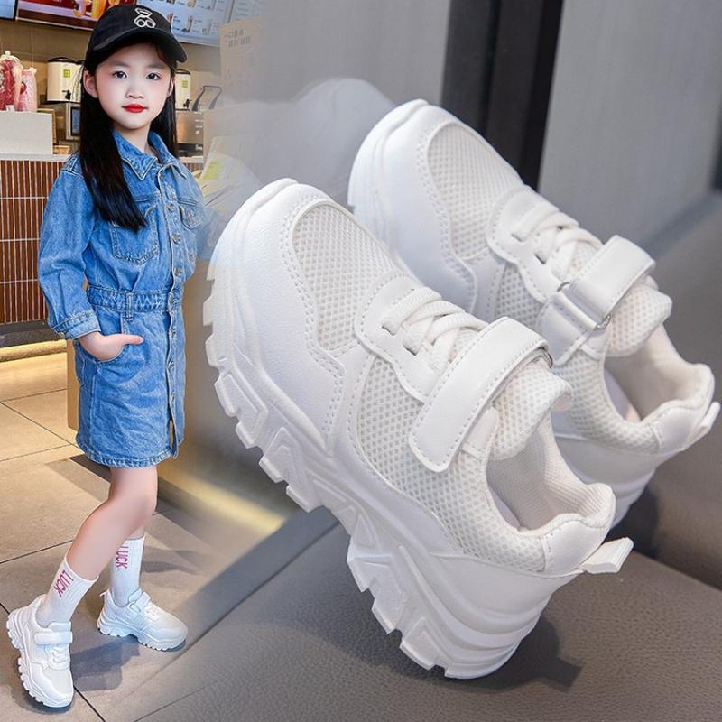 Kids' Mesh Sneakers Girls' White Mesh Breathable Casual Shoes Boys' Running Shoes