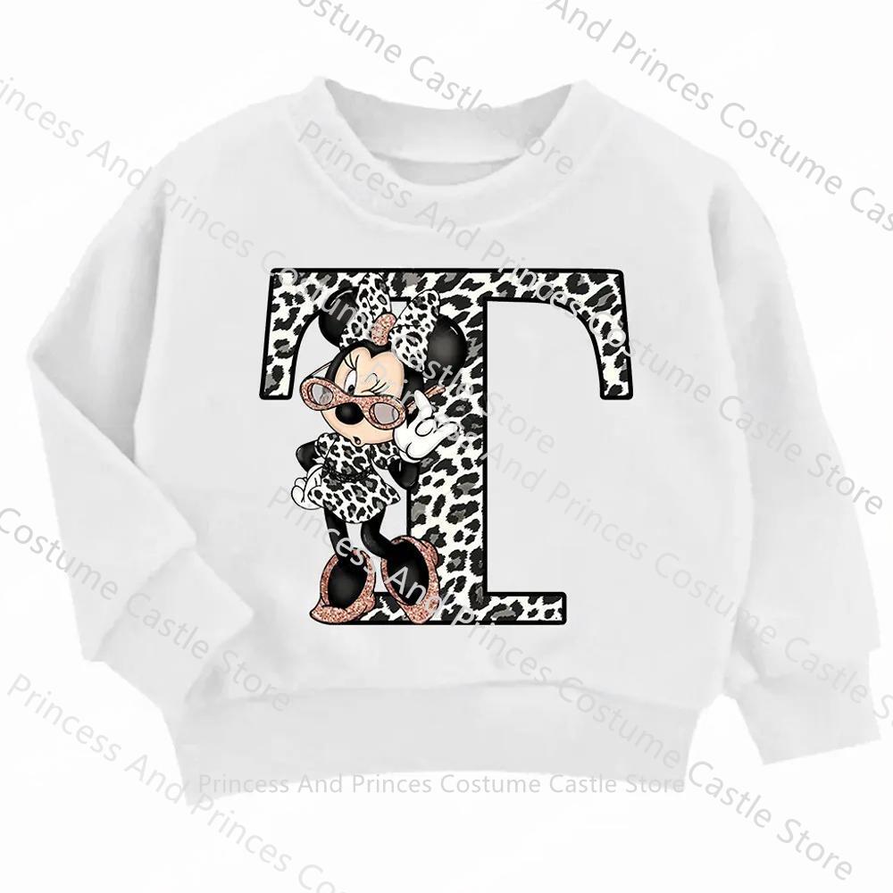 Children MINISO Minnie Hoodie Letter A B C D Kid Casual Clothes O-neck Pullover Little Baby Kawaii Cartoons Boy Girl Sweatshirts