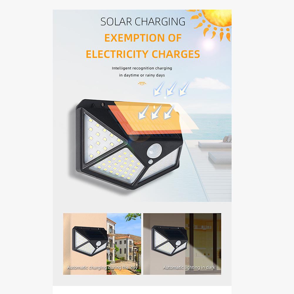 Solar Patio 114 LED Lights, Motion Sensor Lamps, 270° Wide Angle Wireless Wall Security Lamp With 3 Lighting Modes, IP65 Waterproof Flood For