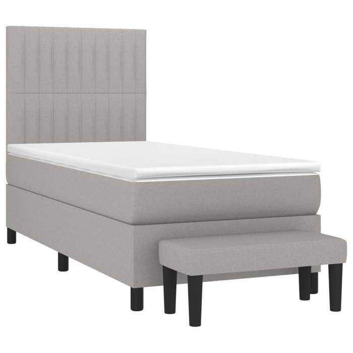 Maison Exclusive - Sommier à lattes de lit et matelas Gris clair 90x190 cm Tissu