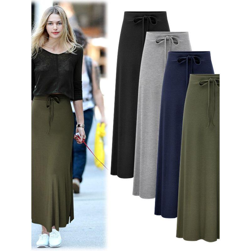 Solid Color Lace up Waist Hugging Skirt Solid Lace-up Sheath Skirt for Women