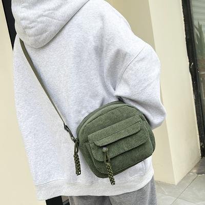 Corduroy Autumn And Winter Simple Fashion Solid Color Women'S Bag, One-Shoulder Cross-Body Bag, Campus Fashion Bag