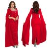 Cross-Border Elegant Women's Dress with Back Slit, Cape Sleeves, and Rhinestone Details