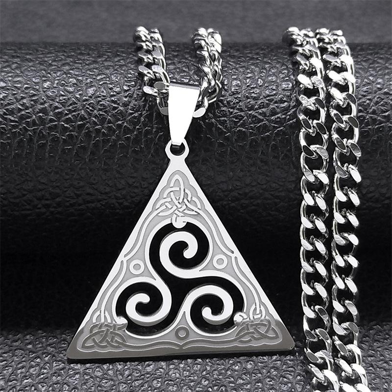 Vintage Celtic Triquetra Knot Necklace Stainless Steel Trinity Pendant Jewelry