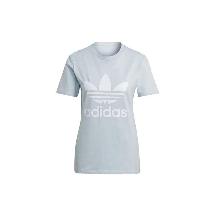 

Adidas Originals Trefoil Tee Logo American Vintage Print Sports Short Sleeve T-Shirt Women Tops Light-Blue GN2975 34
