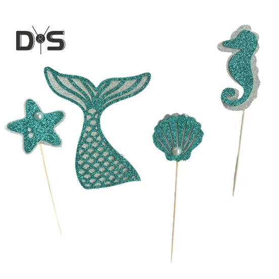 

4 шт./компл. праздничные топперы для торта в океанском стиле, декоративные узоры в виде животных, безопасные благословения, морская тема, топперы для торта, товары для вечеринок озеро синий
