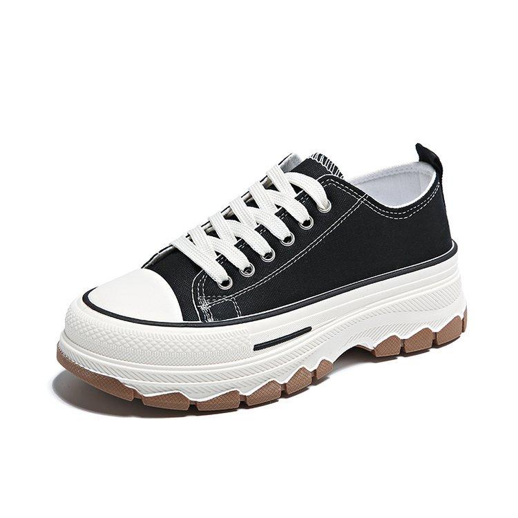 

ins trendy Korean version of canvas shoes women s 2024 autumn new breathable student board shoes thick sole heightening casual canvas shoes 41 чорний
