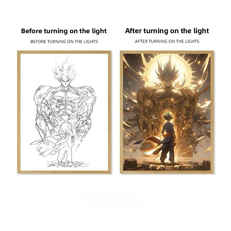 22cm/8.66in Dragon Ball Anime Light Painting Wukong Peripherals Night Led Luminous Cartoon Collectible Lamps Desk Party Supplies