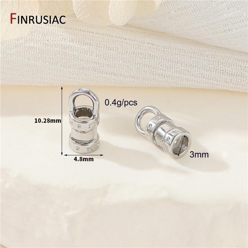 

14K Gold Plated Brass Crimp End Caps With Loop Cord Tube Barrel End Cap for Leather Cords And Chains DIY Jewelry Making Findings 10 pieces