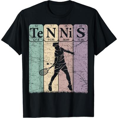 Tabla Periódica de Tenis Elementos Jugador de Tenis Nerd Camiseta Vintage(3)
