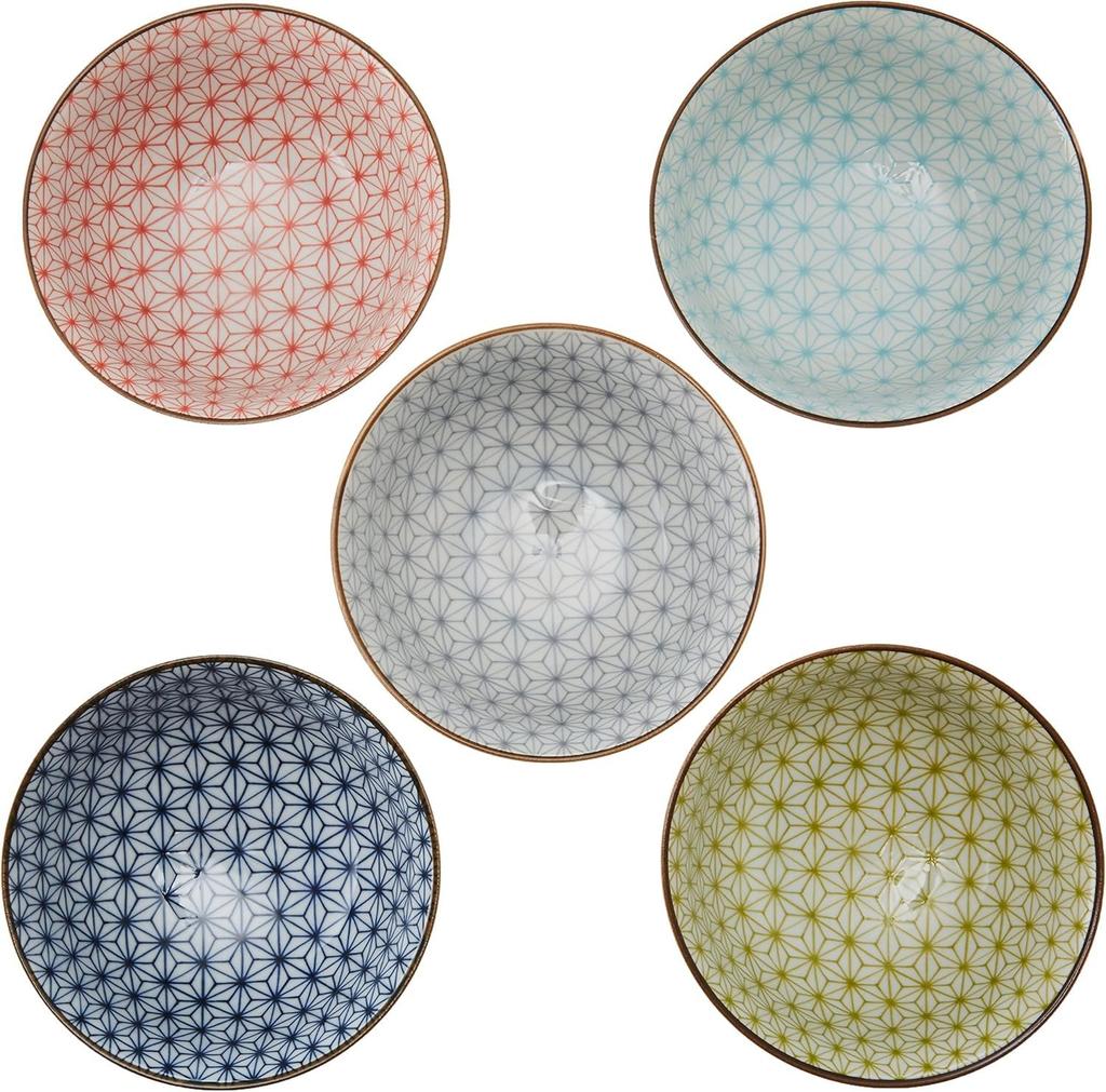 Rice Set of 15cm Diameter x 7cm Asanoha Rice Mino Ware Made in Japan Ale-net Bowls, 5, Height, Pattern, 4.8cm, Multi-Purpose Bowls, Porcelain,