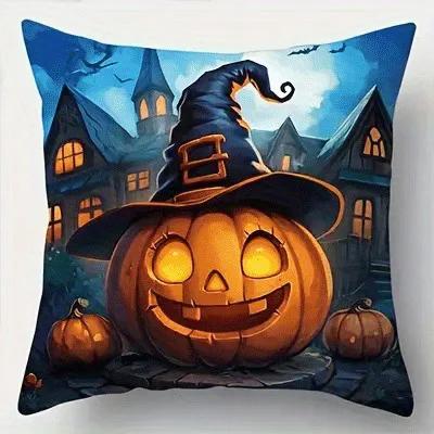 Spooky And Adorable Halloween Pillowcases: Cat, Ghost, Pumpkin Designs! Sofa Cushion Cover Holiday Party Decoration Gift