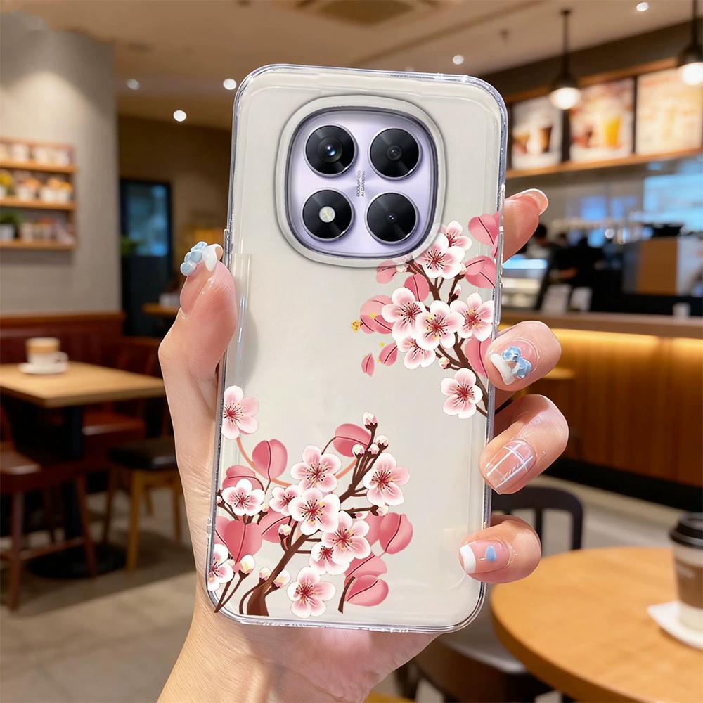Colorful Floral Korean INS Style Clear Phone Case For Xiaomi Redmi Note 15 14 Pro 15C 14C Protection Soft TPU Transparent Cover