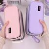 Large capacity pencil case with three-layer zipper, student stationery bag, simple and multifunctional pencil case