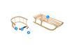 Wooden Sled For Children With Backrest, Traditional, Solid, Varnished, Pl