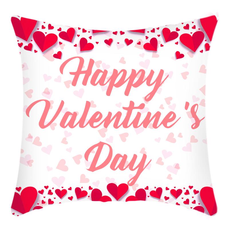 

New Valentine s Day Pillowcase Short Plush Printed Red Sweet Love Pillowcase Car Bedside Cushion Single side 45x45cm