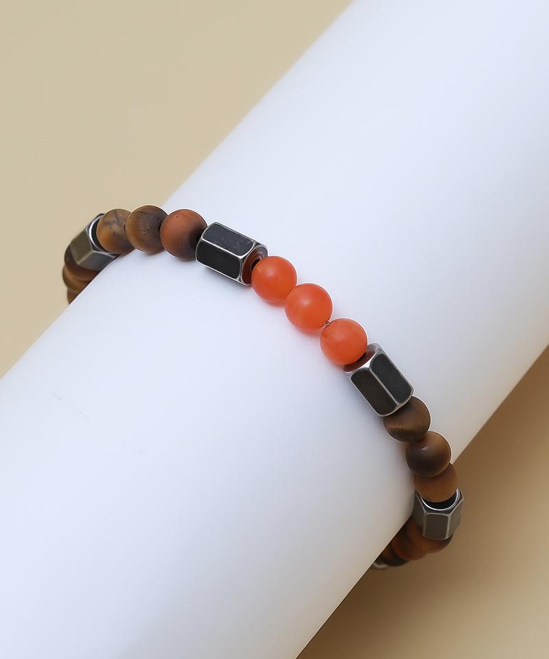 Blancier Amber Flame Bm257B1214 Tiger Eye Natural Gemstone Men'S Bracelet