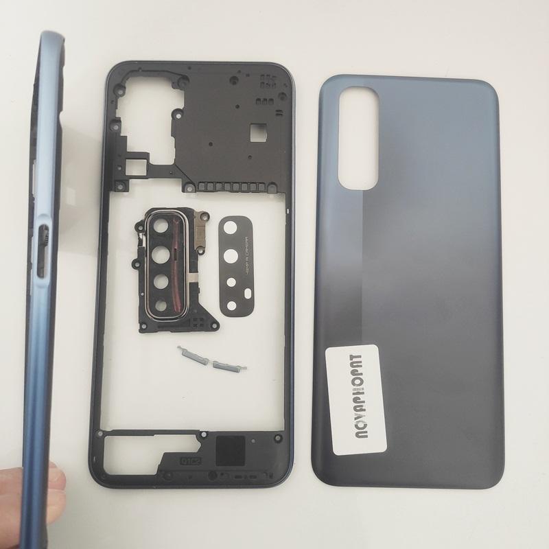 Back Battery Cover Rear Door Housing For Oppo Realme 7 4G RMX2151 LCD Middle Frame Bezel Side Volume Button Camera Lens