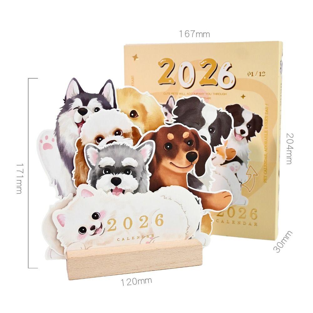 Coil Binding Cat Dog Desk Calendar Creative Daily Planning Supplies Portable Calendar  Office Use