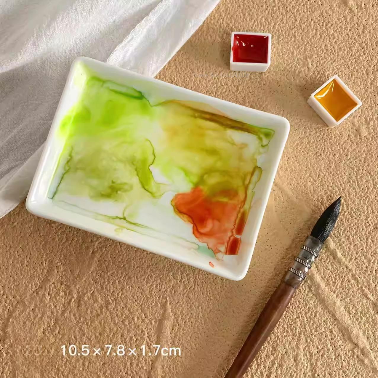 

Large Size Watercolor Ceramic Square Palette Easy To Clean Art Painting Supplies Outdoor Acrylic Paint Painting Creation Tools