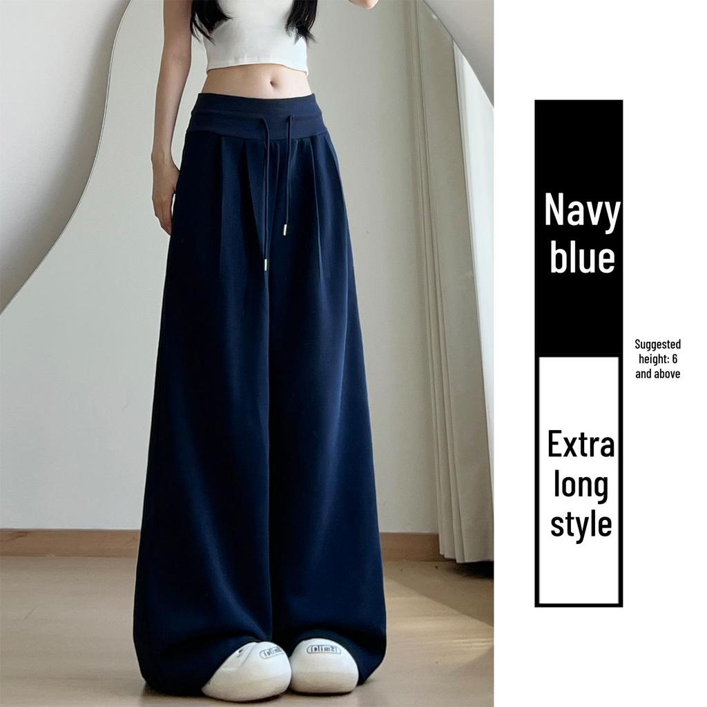 Women's White-Gray Low-Waist Wide-Leg Sweatpants - Petite, Casual, Autumn Drape