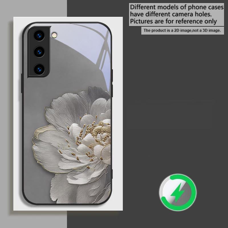 Gradient colored flowers For Samsung Galaxy S20 FE S21 S22 + S23 Plus S24 Ultra 25 Edge S24 Ultra For Magsafe Glass Phone Casee