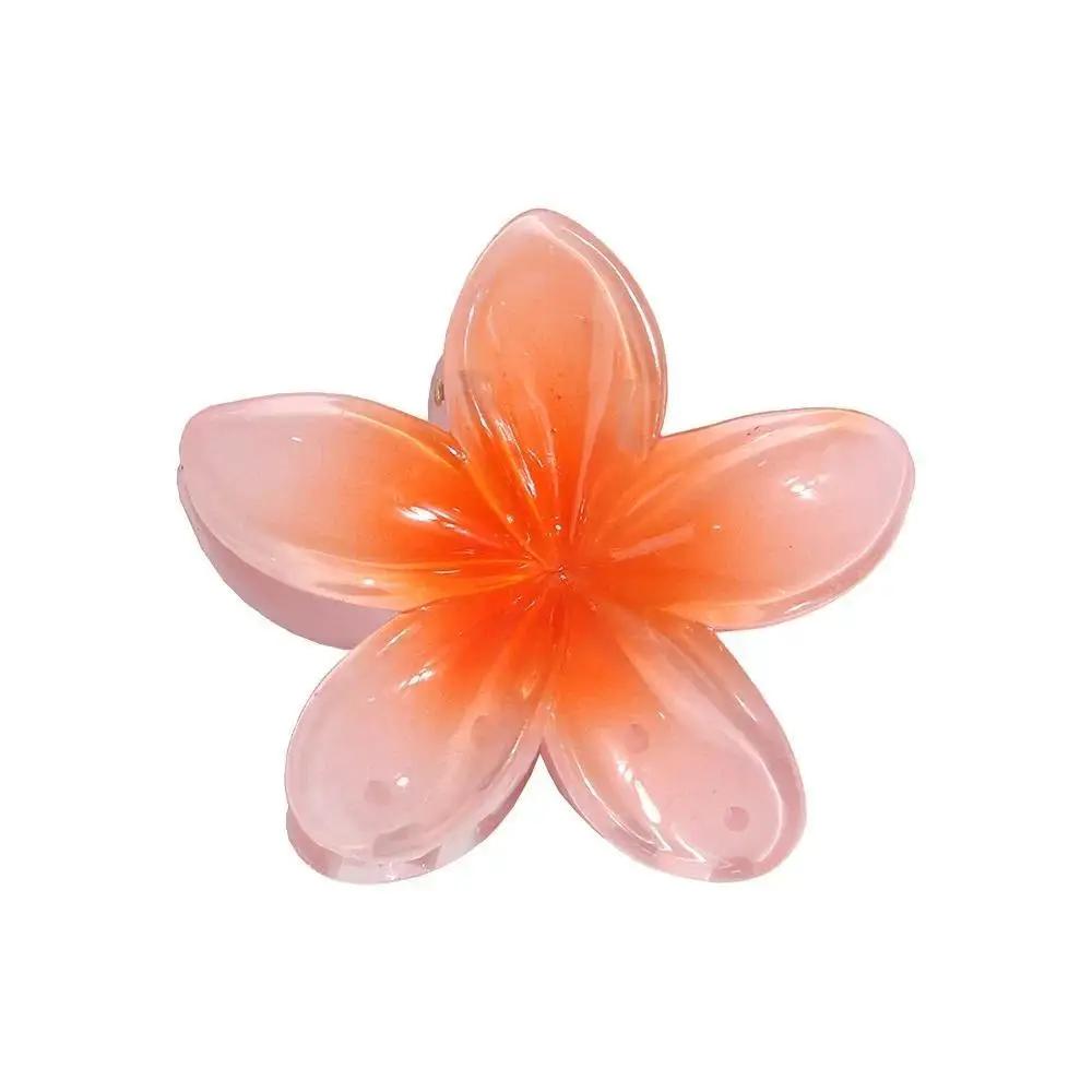 Elegant Gradient Plumeria Acrylic Hair Claw for Women Fashion Flower Hairpins Back Headwear Hair Accessories Jewelry Gifts
