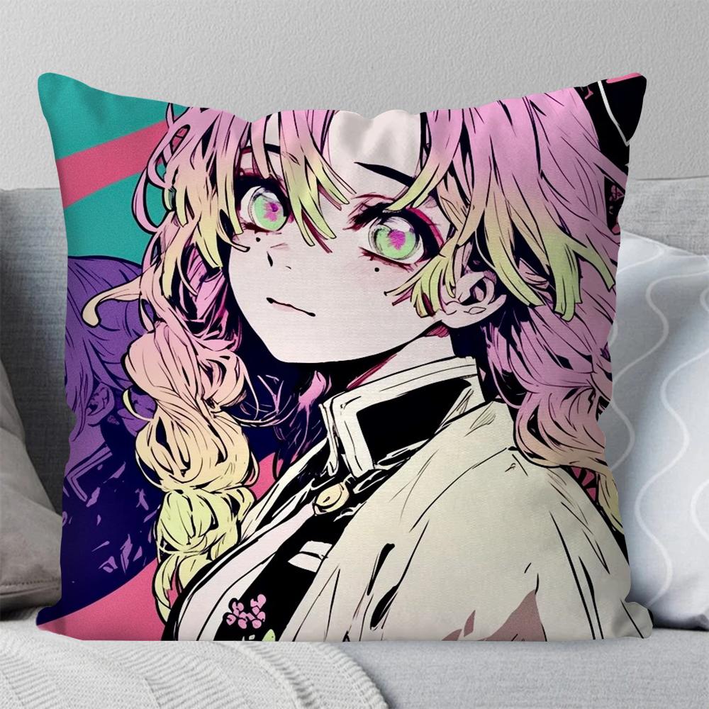 Kanroji Mitsuri Animation Demo Slayer Pillow Case Square Pillow Bedroom Sofa Leisure ComfortCarLiving Room Home Decoration 40X40