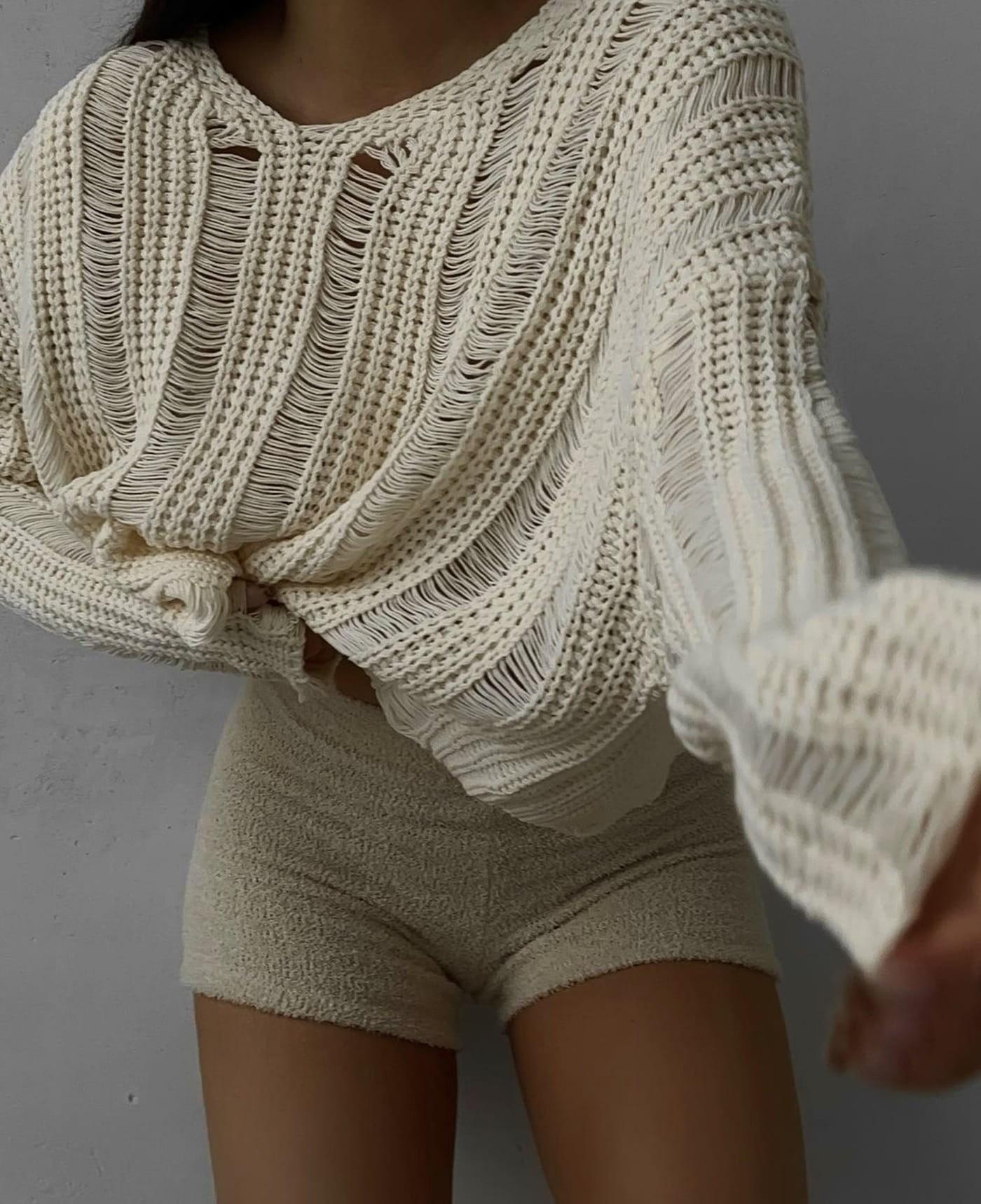 

1560 - Органічний трикотаж Bohemai Openwork Beige Standart бежевий