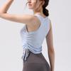 Nude Jacquard Drawstring Sports Top - Women's Breathable, Waist-Slimming, Quick-Dry Yoga & Fitness Wear.