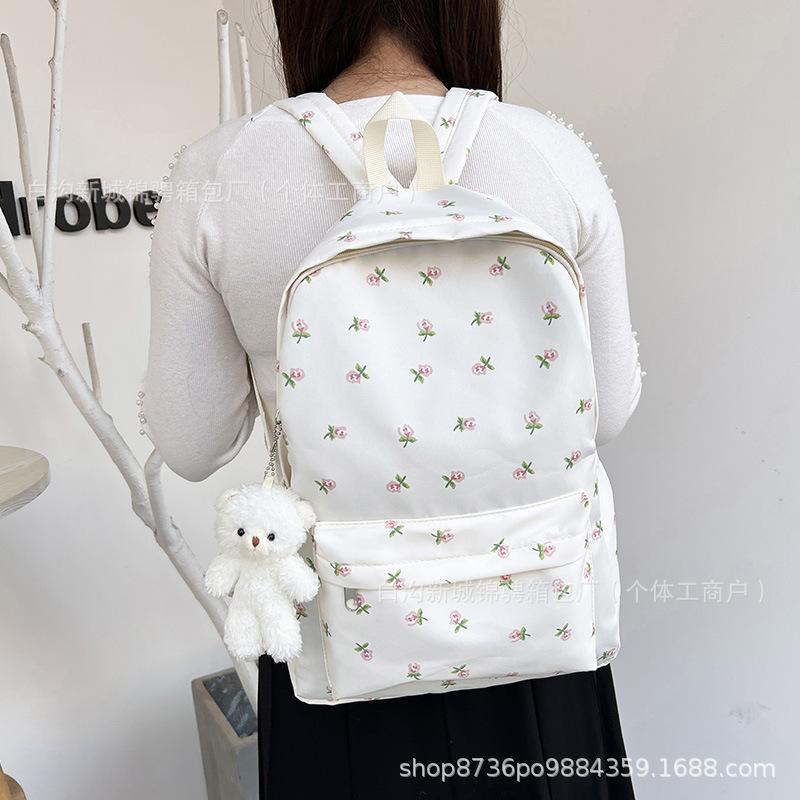 Schoolbag girl floral small fresh backpack primary school junior high school students sweet cute schoolbag campus style literary leisure backpack