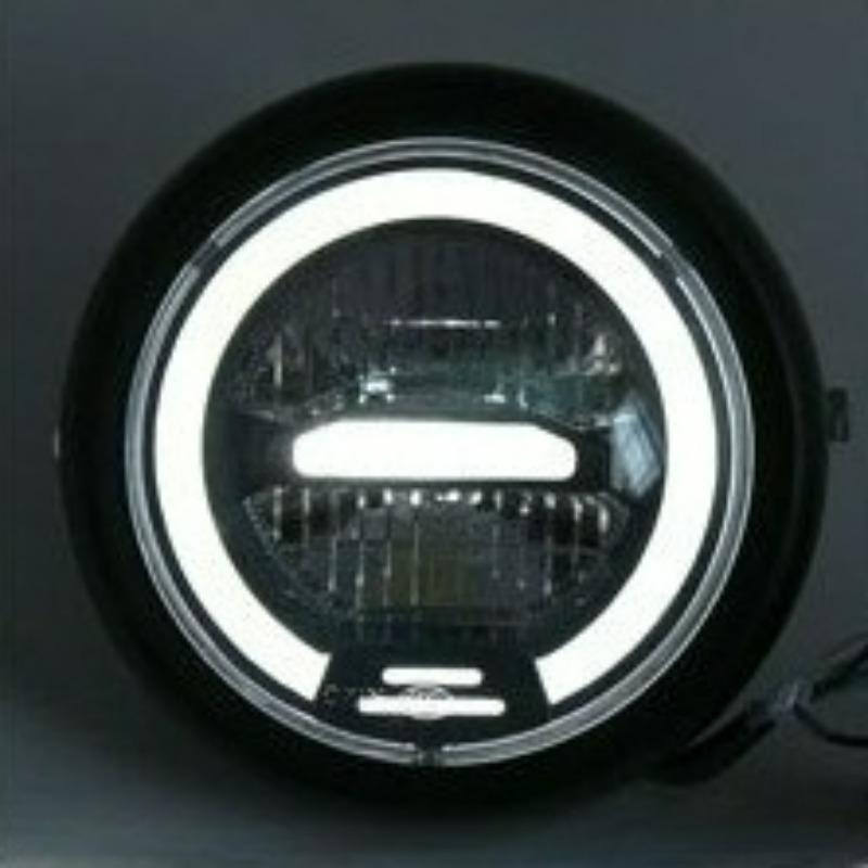 6.8 Inch Led Motorcycle Headlight Assembly With Brackets High Low Beam Halo Drl Running Light For Retro Cafe Racer Harley