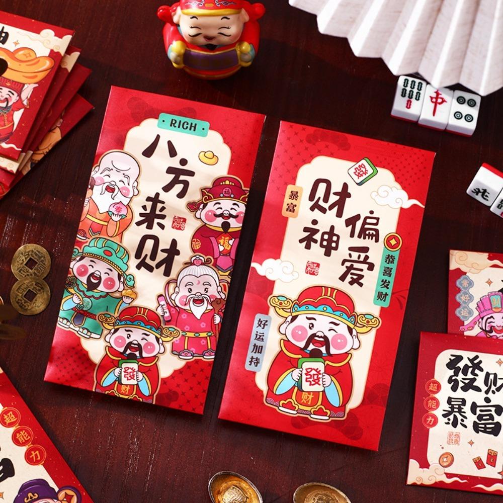 12 Pcs Rectangular Chinese New Year Red Envelope Blessings Printing HongBao  Year of The Snake