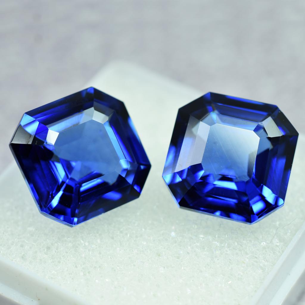 Natural Flawless BLUE Sapphire 19.30 Ct CERTIFIED Loose Gemstone Square Shape