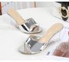 Dames Zomer Nieuwe Sexy Kristal Transparante Hoge Hakken Glas Strass Helling Hak Lakleer Slippers 1098 Serie 6cm LFD