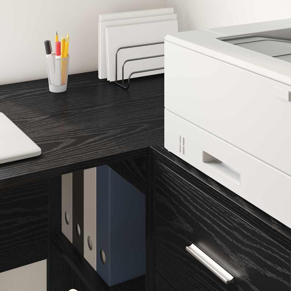 L shaped Desk Black Oak Effect 102 x 88 x 75 cm