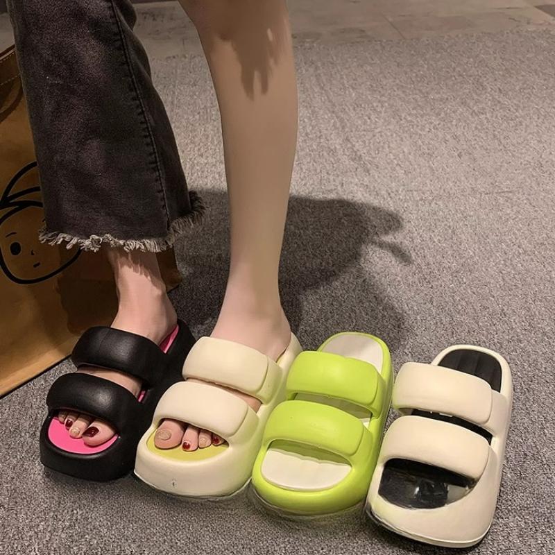 Women Summer Wear Muffin High Heels New EVA Thick Bottom Non-slip Beach Slippers