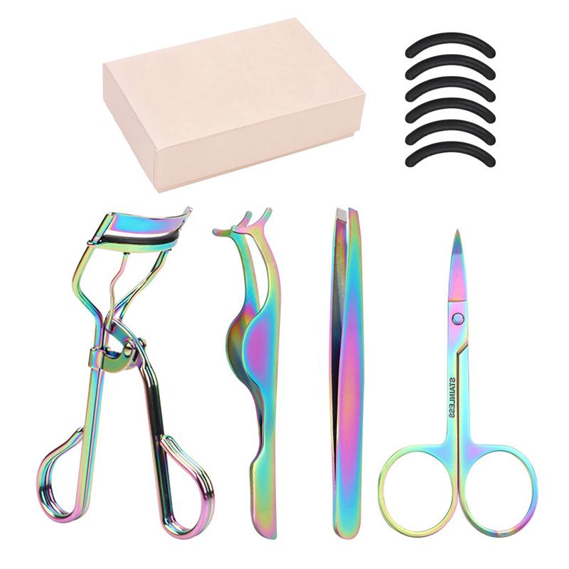 Set da 4 Pezzi Pinzetta Piegaciglia Ausiliaria Acciaio Inossidabile Clip Strumenti per il Trucco Strumento Professionale per l'Innestamento delle Ciglia