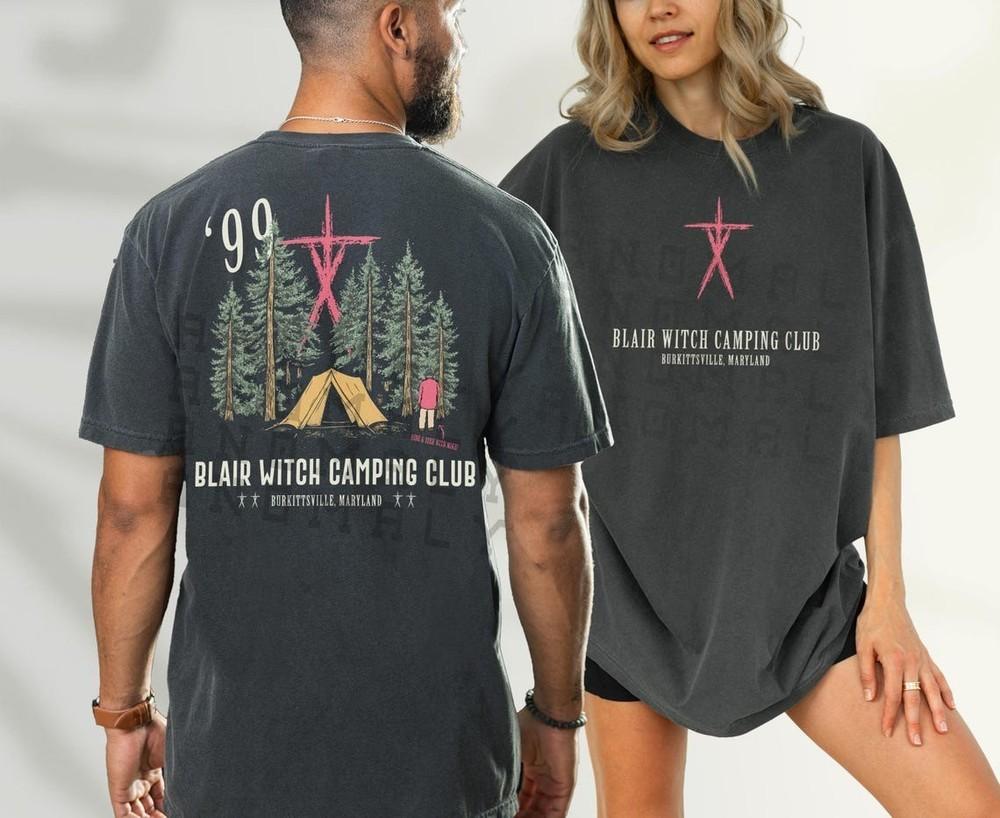 Blair Witch Camping Club T-Shirt Retro Horror Movie Graphic Tee Unisex All Size Unisex T-Shirt XL