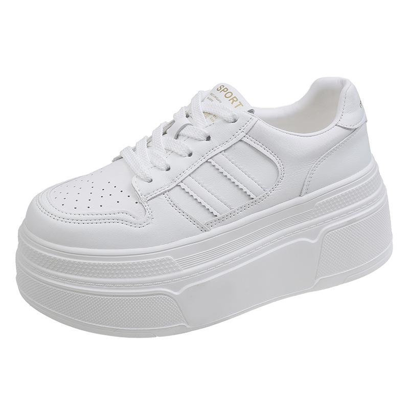 

Popular little white shoes women s 2025 spring new thick-soled heightening casual shoes lace-up casual sports board shoes women s shoes 40 белый