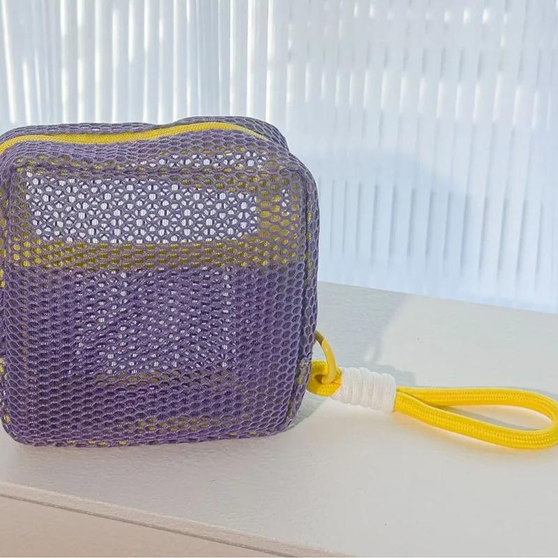 Large Capacity Dopamine Mesh Storage Bag Cosmetic Storage Tofu Bag Portable Travel Grooming Bag YLE413