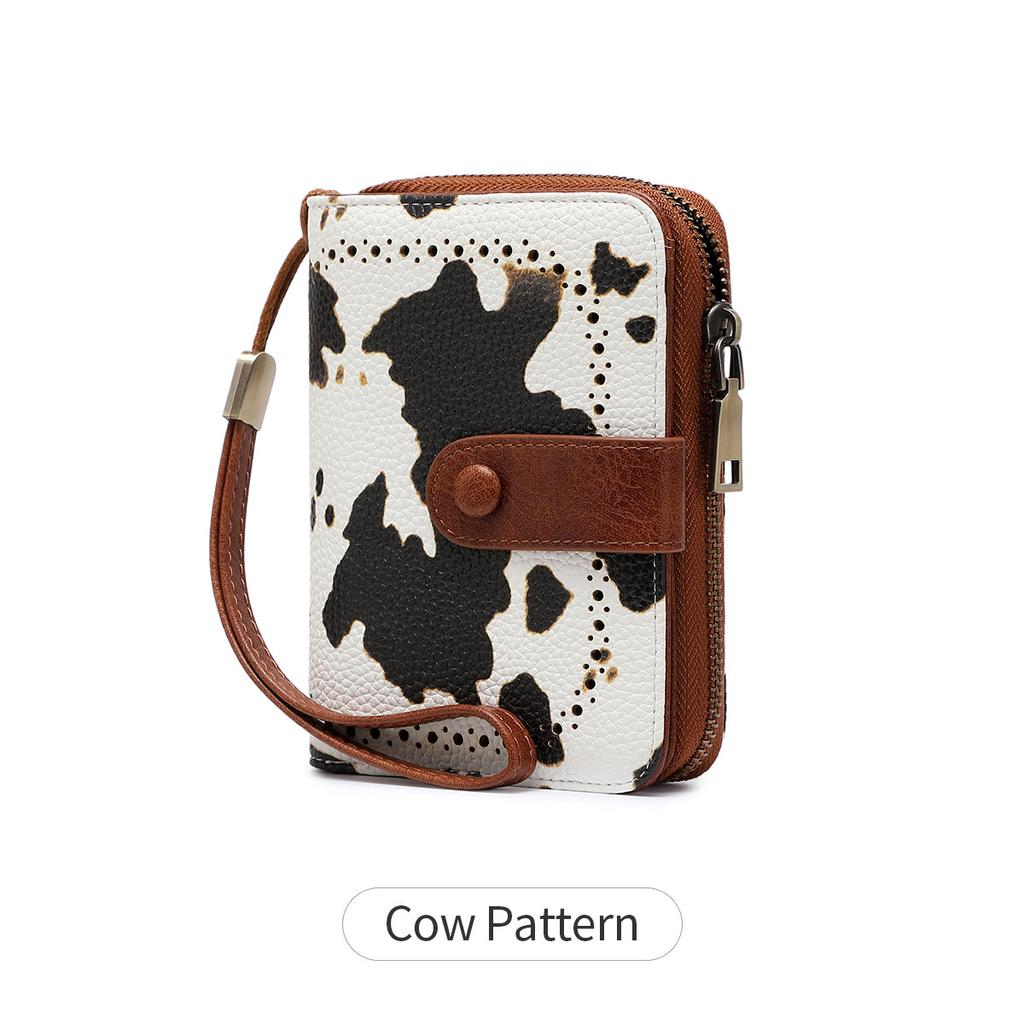 New anti-theft brush women's wallet oil wax leather short wallet retro multi-functional organ card bag